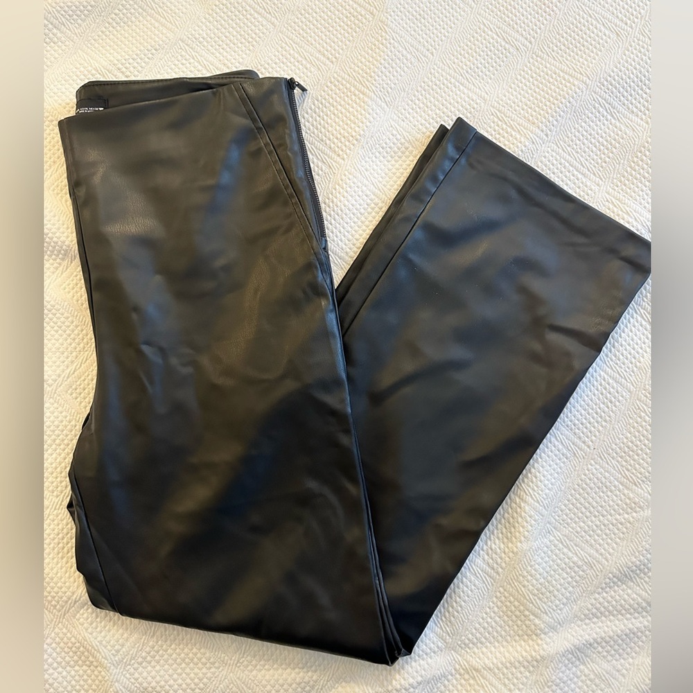 Zara Black Leather-Style Trousers